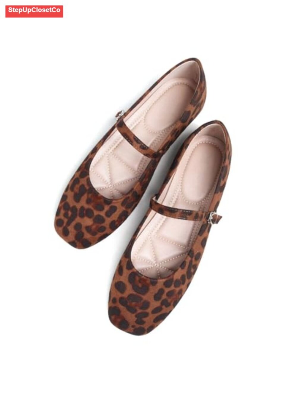 Women's Square Toe Mary Jane Flats with Ankle Strap Adjustable Buckle Ballet